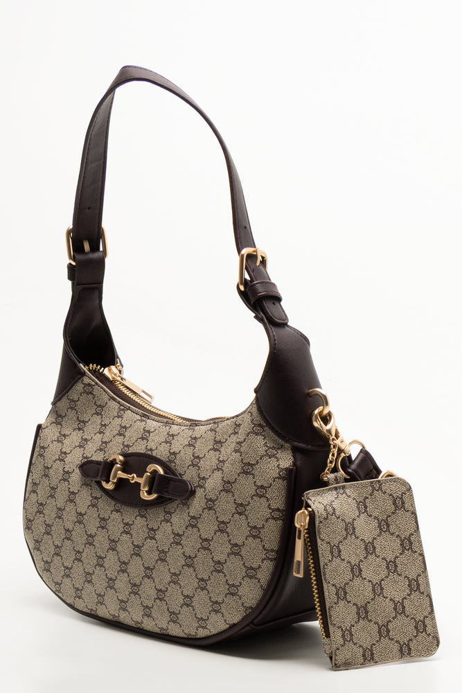 Monogram Crescent Bag Chocolate