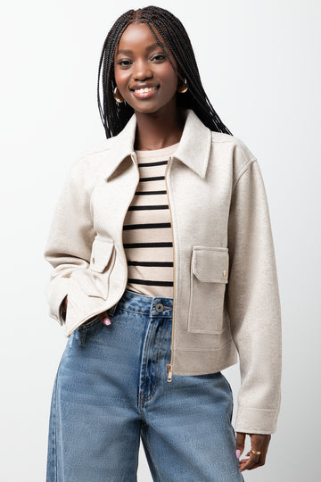 Melton Bomber Jacket Natural