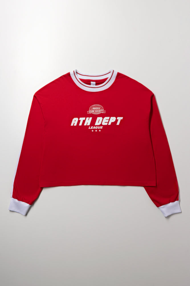Oversized Long Sleeve T-Shirt Red