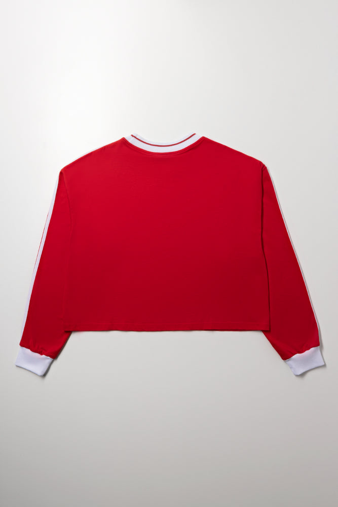 Oversized Long Sleeve T-Shirt Red (2)