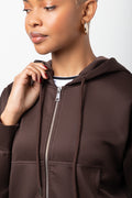 Cropped Zip Through Hoodie Brown (3)