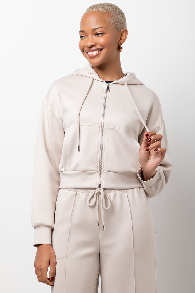 Cropped Zip Through Hoodie Natural | Tops & T-Shirts | Ackermans
