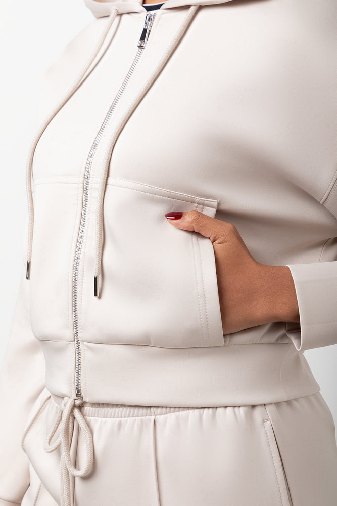 Cropped Zip Through Hoodie Natural (3)