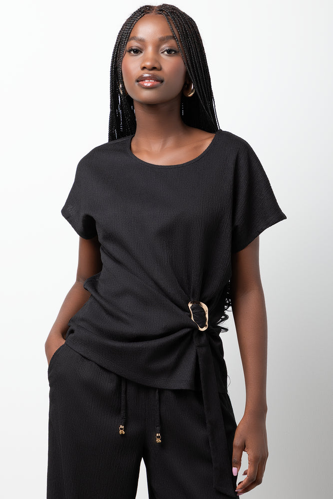 Short Sleeve Knit Top Black | Tops & T-Shirts | Ackermans