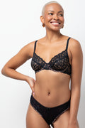 Lace None Padded Underwire Bra Black