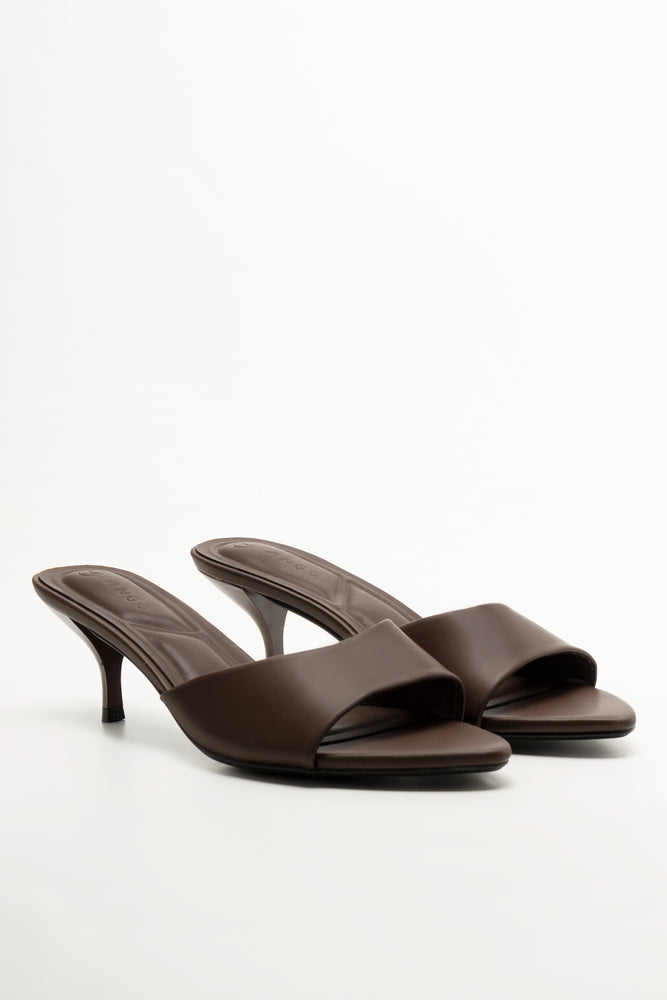 Kitten Heel Mule Sandal Brown
