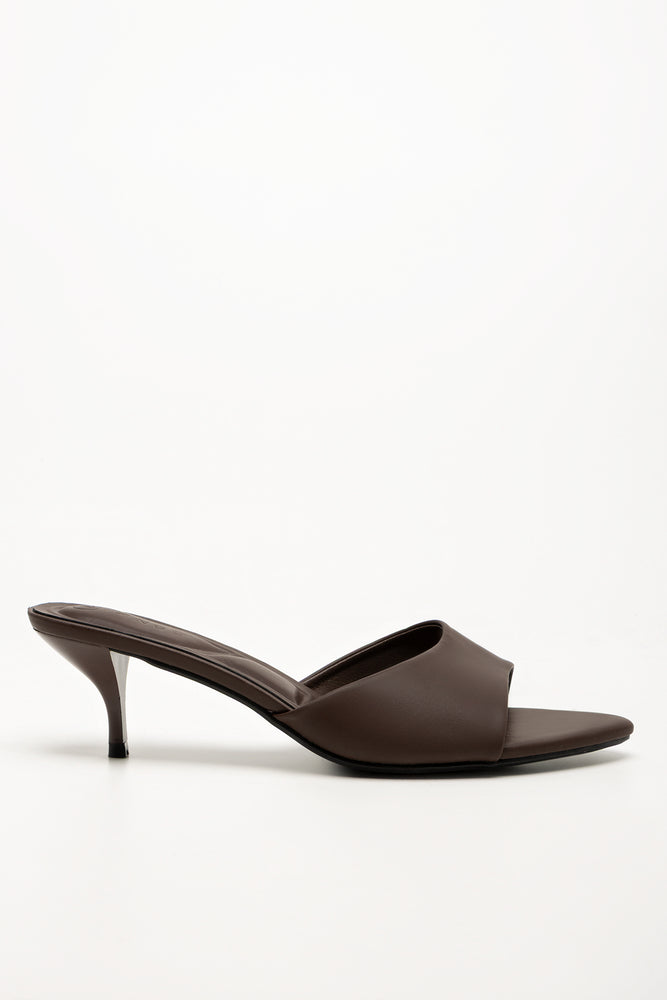 Kitten Heel Mule Sandal Brown