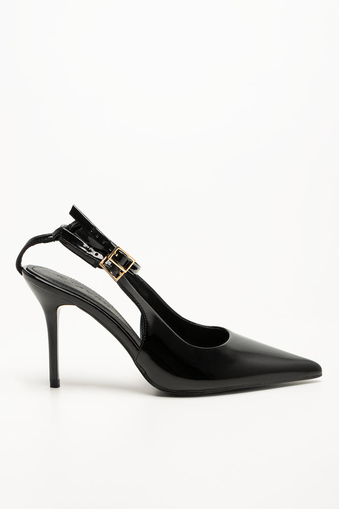 Court Ankle Strap Heels Black