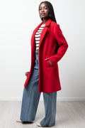 Single Breasted Melton Coat Red (1)