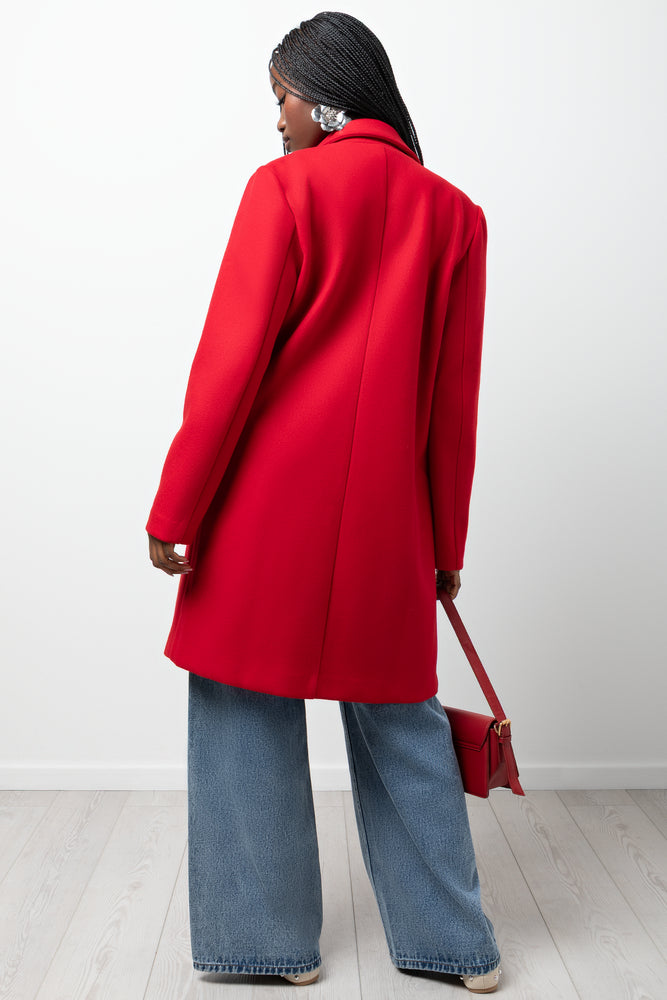 Single Breasted Melton Coat Red (2)