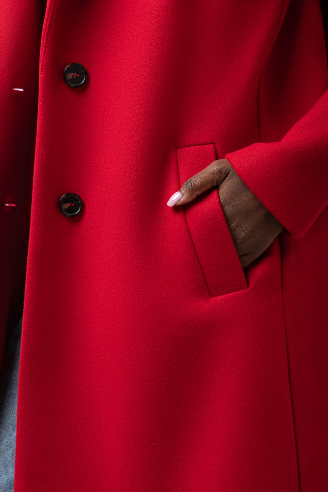 Single Breasted Melton Coat Red (3)