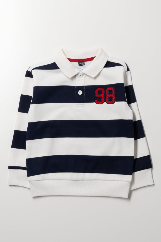 Striped Rugby Collar Top Navt