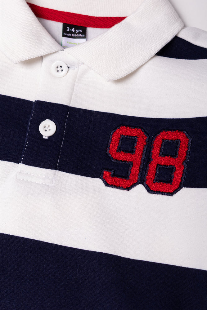 Striped Rugby Collar Top Navt