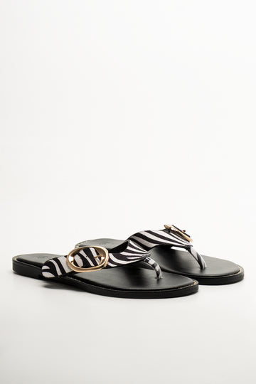 Thong Mule with Buckle Black