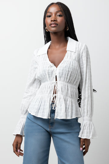 Front Tie Top White