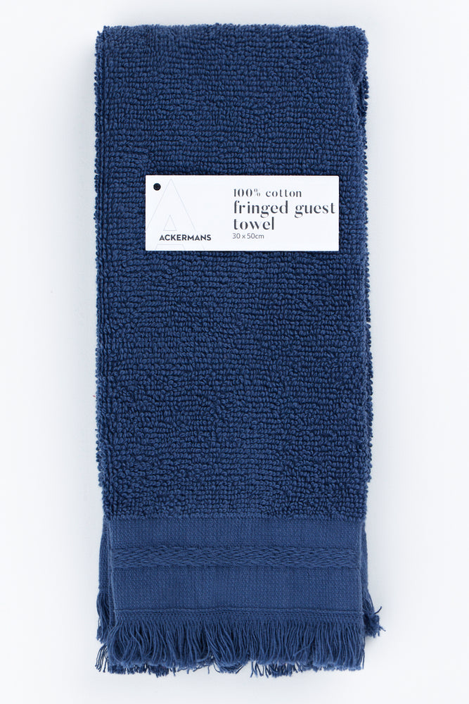 Indigo Fringed Cotton Guest Towel