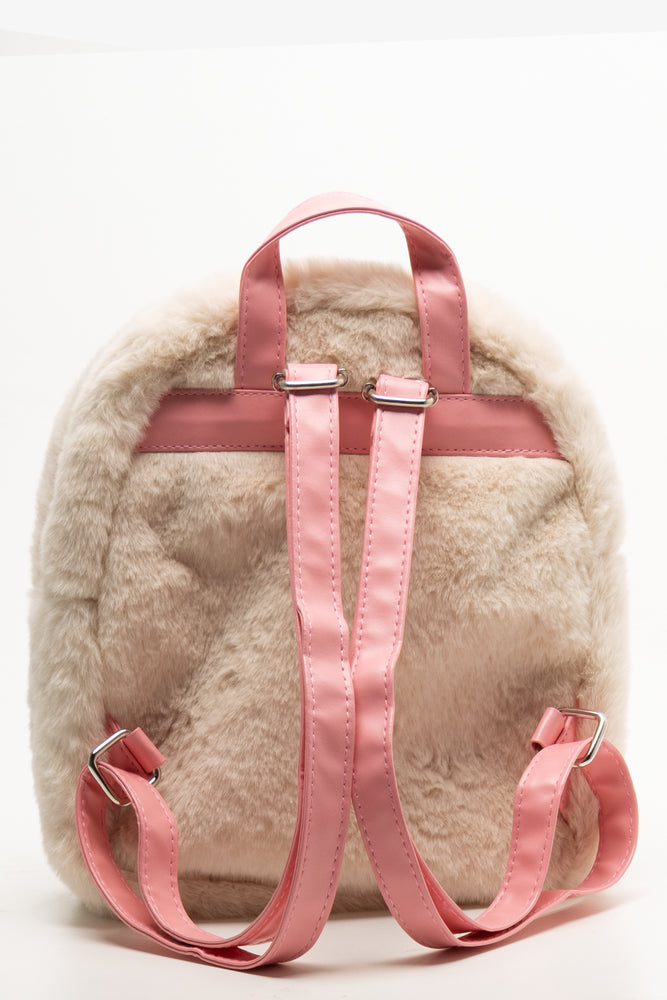 Hello Kitty Fur Backpack Cream And Pink (2)