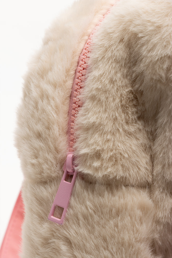 Hello Kitty Fur Backpack Cream And Pink (4)