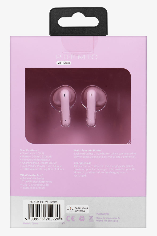 Premio V8 + Series Wireless Earphones Pink (5)