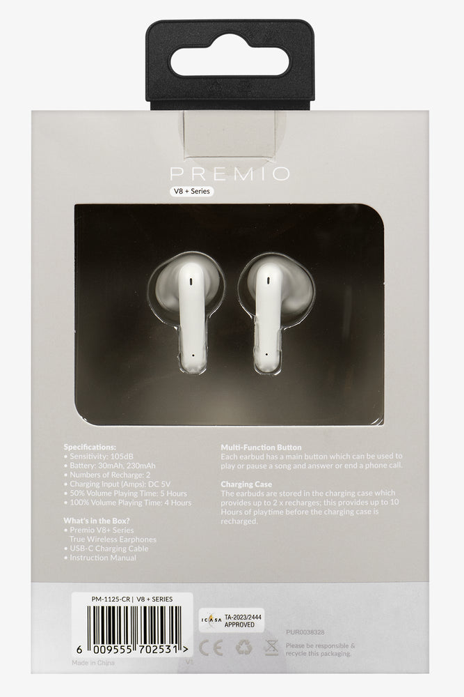 Premio V8 + Series Wireless Earphones Cream (5)