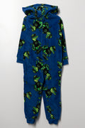 Crocodile Coral Fleece Onesie Blue