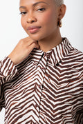 Long Sleeve Zebra Print Shirt Brown (3)