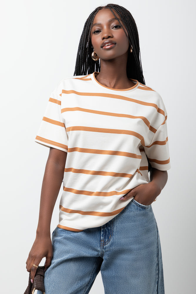 Oversized T-Shirt Cream And Brown