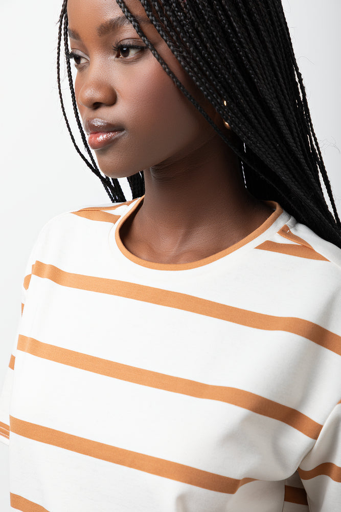 Oversized T-Shirt Cream And Brown (3)