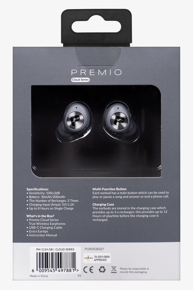 Premio Cloud Series TWS Earphones Grey (4)