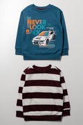 2 Pack Crewneck Tops Burgundy & Teal