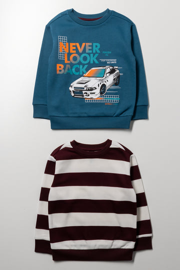 2 Pack Crewneck Tops Burgundy & Teal
