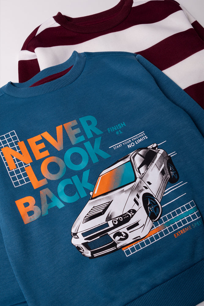2 Pack Crewneck Tops Burgundy & Teal (1)