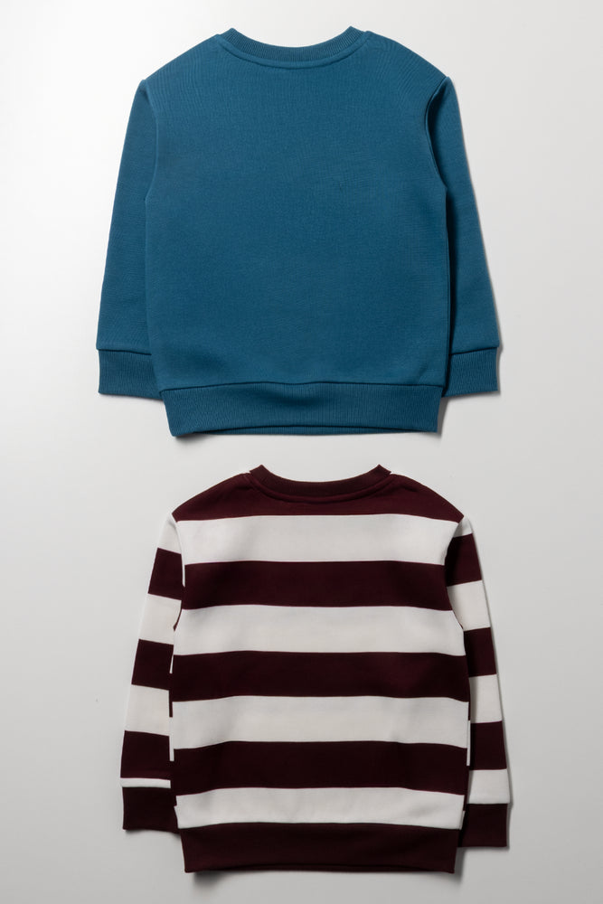 2 Pack Crewneck Tops Burgundy & Teal (2)