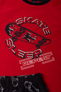 Skater Long Sleeve Fleece Pyjamas Red (1)