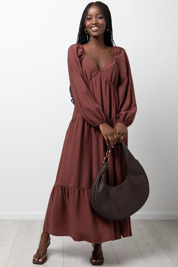 Long Sleeve Dress Brown