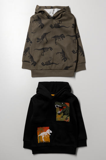 2 Pack Dino Hoodies Green And Black