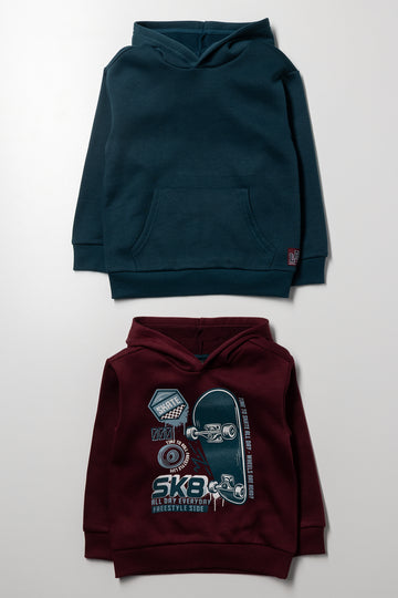 2 Pack Hooded Tracktops Teal And Burgundy