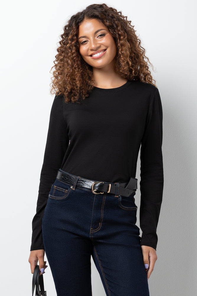 トップス plllllleeeasse long sleeve tee BLACK S Long Sleeve Crew Neck T-Shirt Black | Tops & T-Shirts | Ackermans
