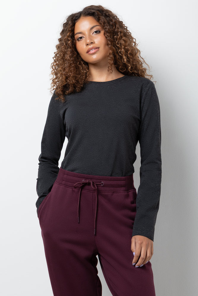 Long Sleeve Crew Neck T-Shirt Dark Grey | Tops & T-Shirts | Ackermans