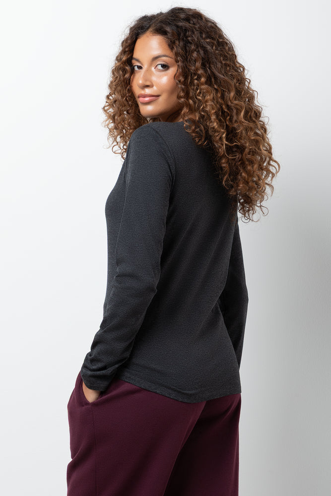 Long Sleeve Crew Neck T-Shirt Dark Grey (2)