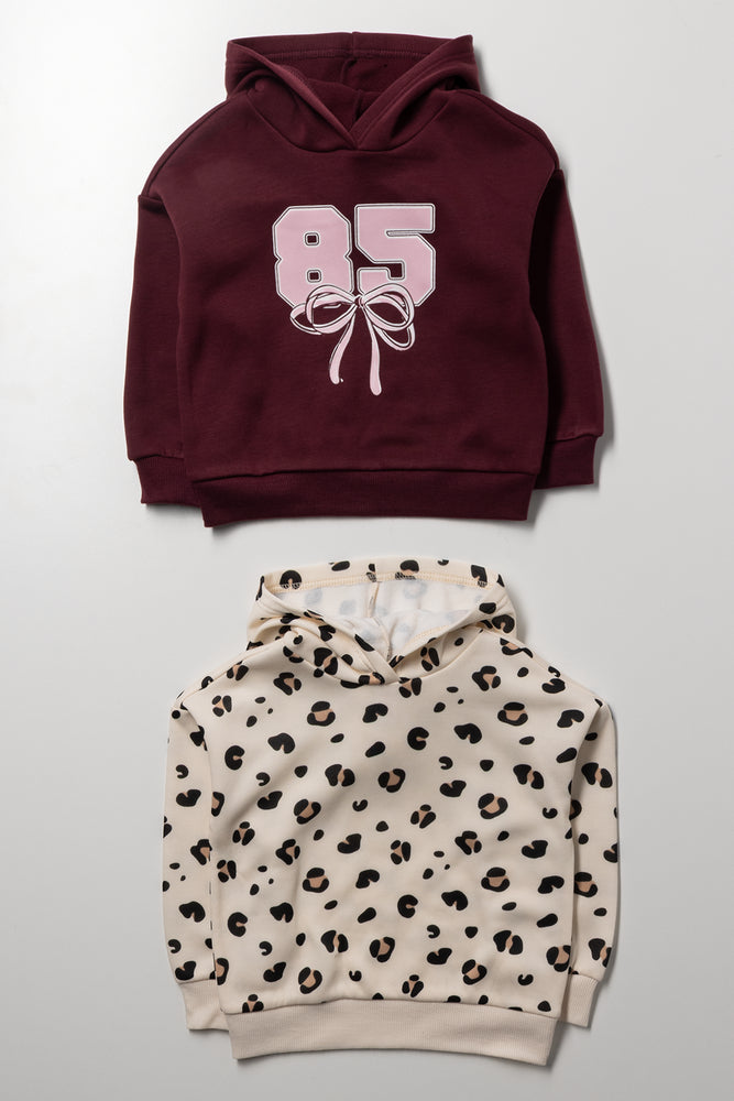 2 Pack Hoodies Burgundy And Natural