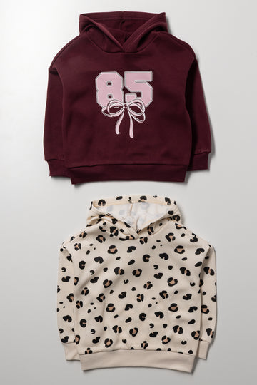 2 Pack Hoodies Burgundy And Natural