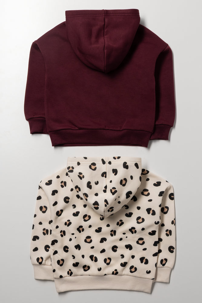 2 Pack Hoodies Burgundy And Natural (2)
