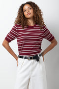 Knit Top Burgundy And White