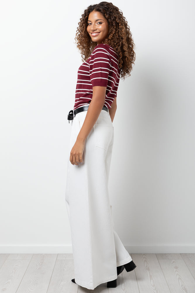 Knit Top Burgundy And White (1)