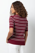 Knit Top Burgundy And White (2)
