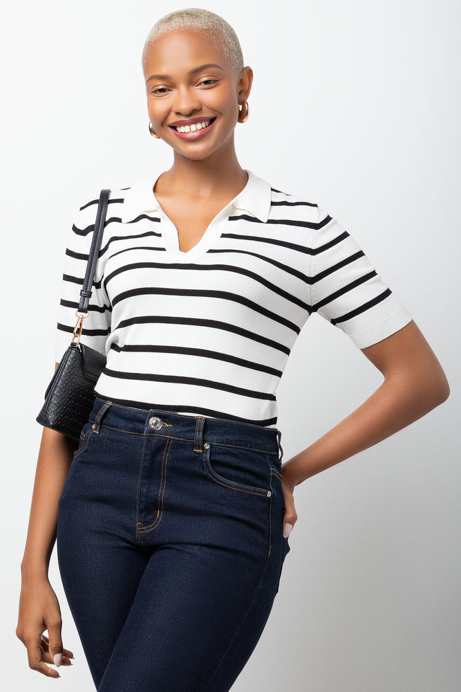 Knit Top Cream And Black | Knitwear & Jerseys | Ackermans