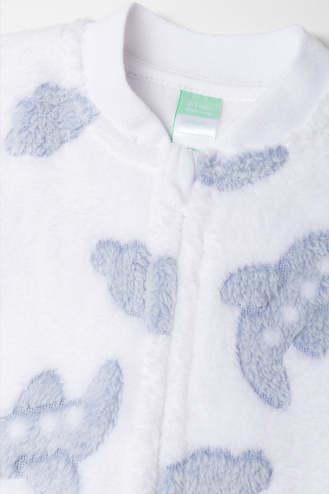 Fleece Babygrow White (1)