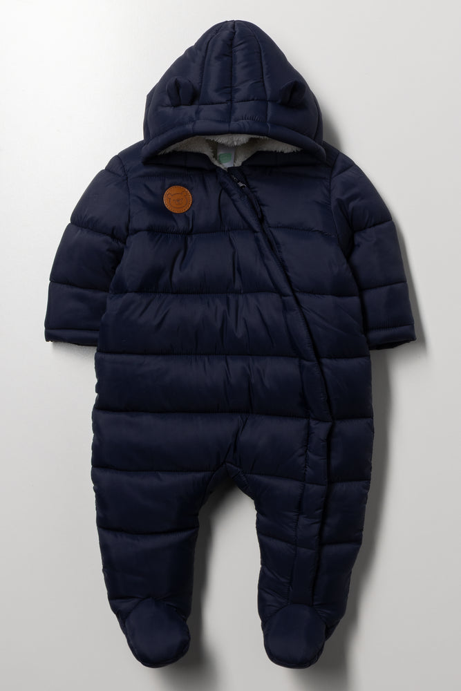 Zip Through Quilted Jumpsuit Navy