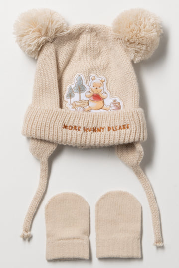 Winnie The Pooh Hat Set Natural